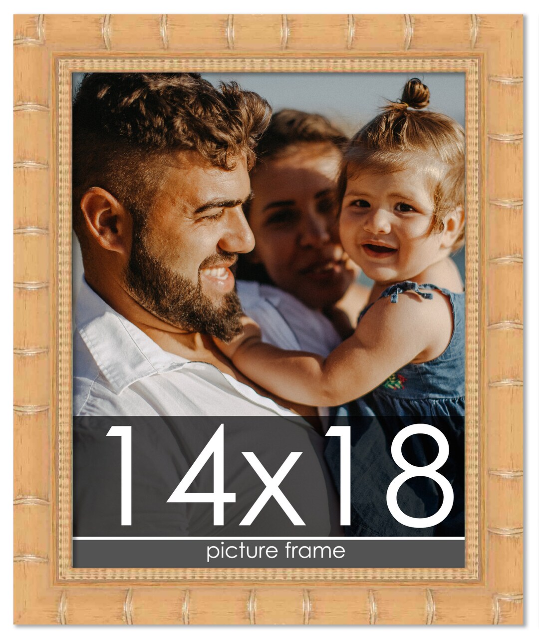 14x18 Modern Bamboo Picture Frame with UV-Resistant Acrylic & Acid Free Backing, Available in 5 Finishes - Gold, Silver, Brown, Black, and Natural